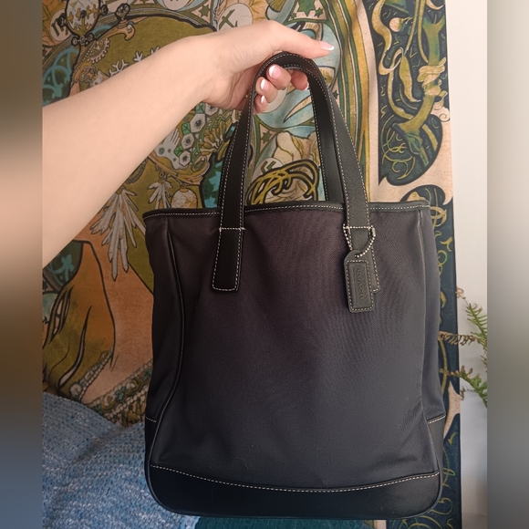 Coach Y2k Vintage Black Fabric/Leather Market Tote (PLEASE READ) - Picture 1 of 9